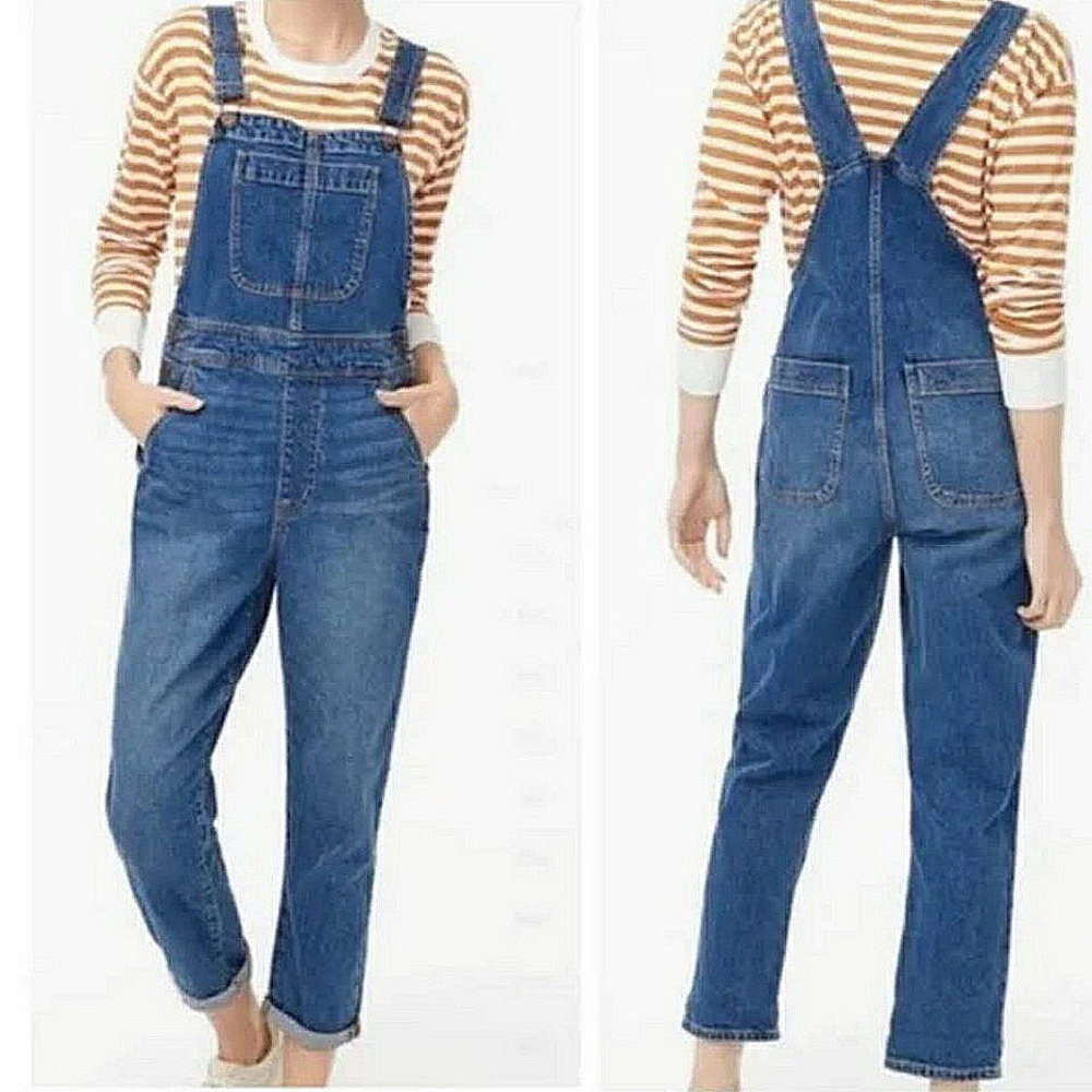 J Crew Blue Denim Overalls Cotton Sustainable Contemporary Garden Girl Organic S